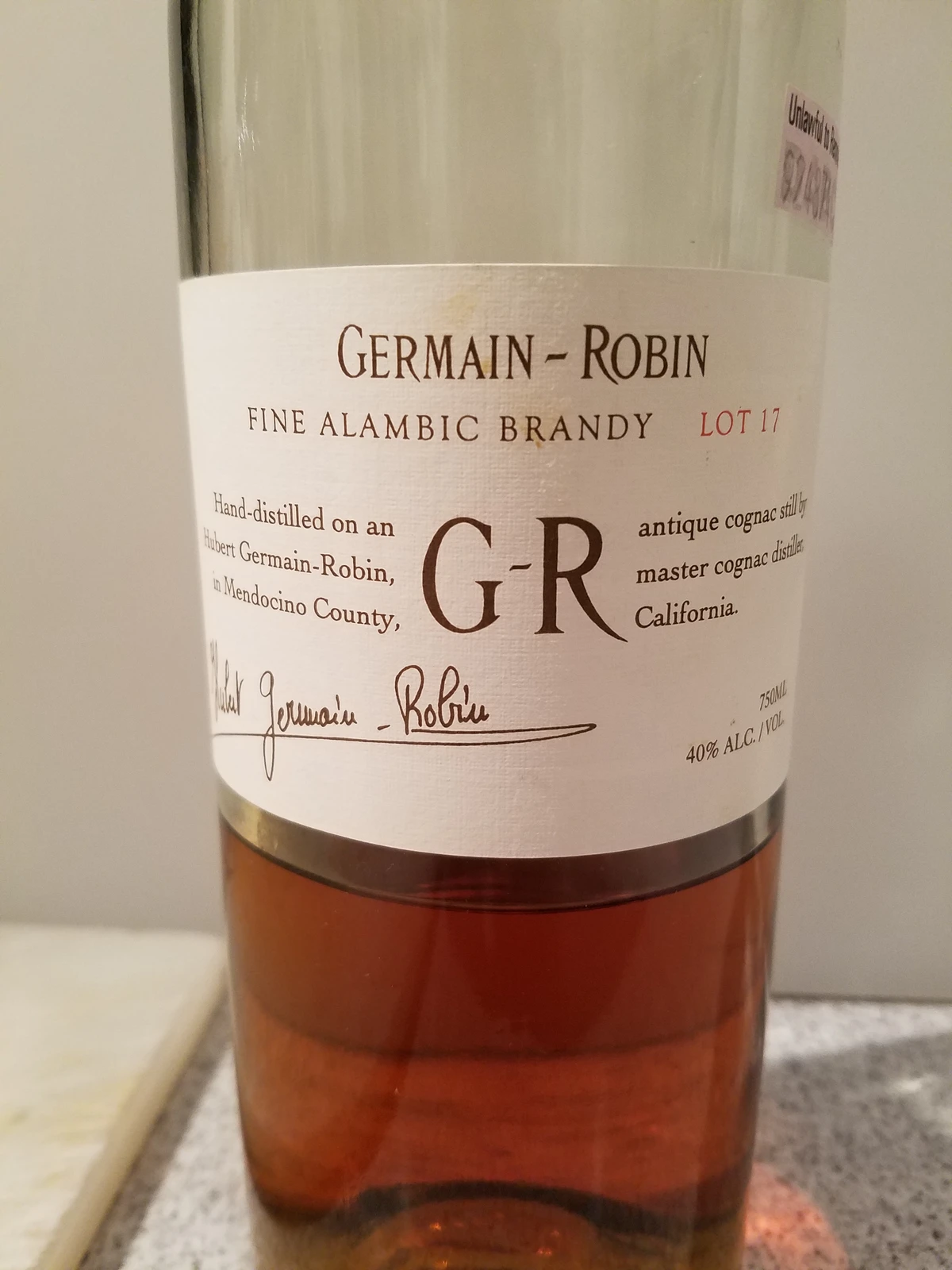 Germain-Robin Fine Alambic Brandy Lot 17