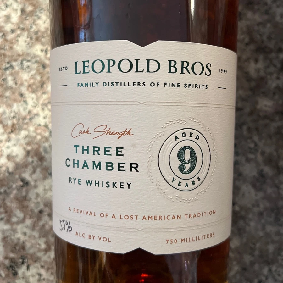 Leopold Bros 9 year cask strength three chamber rye