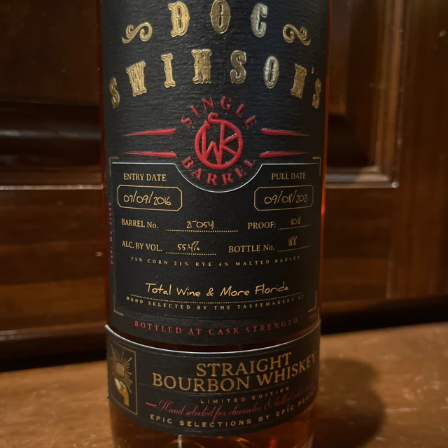 Doc Swinson's Single Barrel Total Wine Cask Strength Select